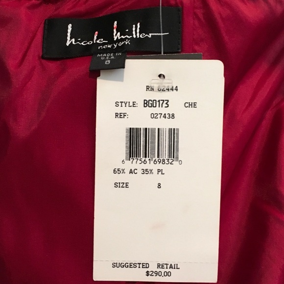 Nicole Miller cherry taffeta bustier/hi-lo gown - Picture 5 of 6